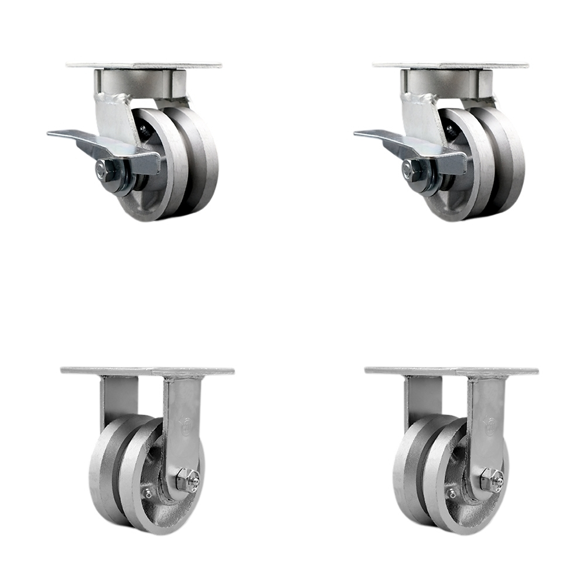 Service Caster, 4in. x 2in. Plate Casters, Wheel Diameter 4 in, Caster Type Swivel, Package (qty.) 4, Model# SCC-KP30S420-VGR-SLB-2-R-2